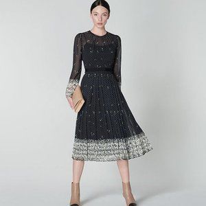 NWT L.K. Bennett Avery Border Floral Print Pleated Midi Dress (US 10/UK 14)